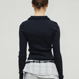 ARIANNA SEAMLESS POLO - BLACK