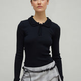ARIANNA SEAMLESS POLO - BLACK