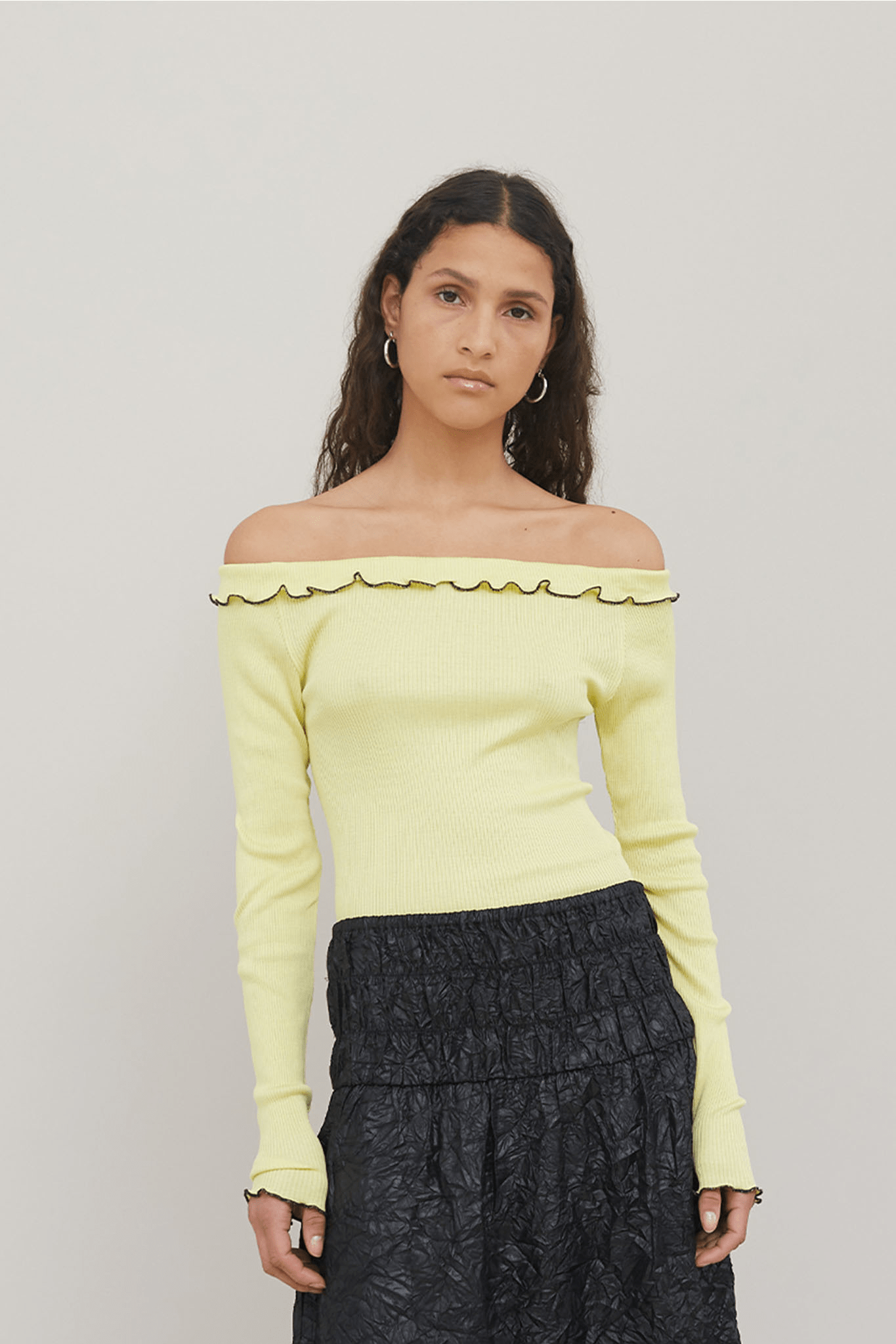 LEANOR SEAMLESS TOP - YELLOW & BLACK
