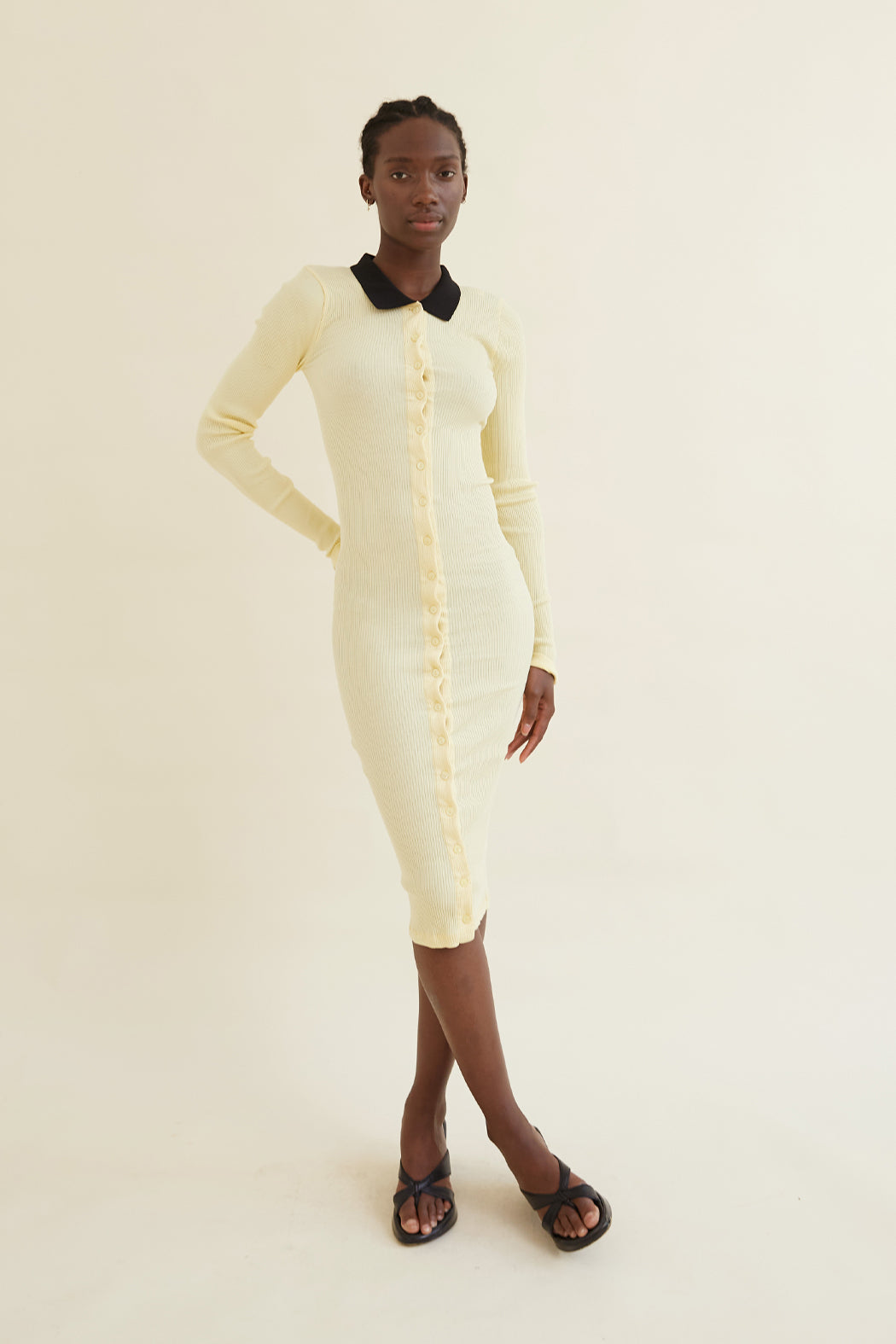 LOUISE SEAMLESS POLO DRESS - YELLOW