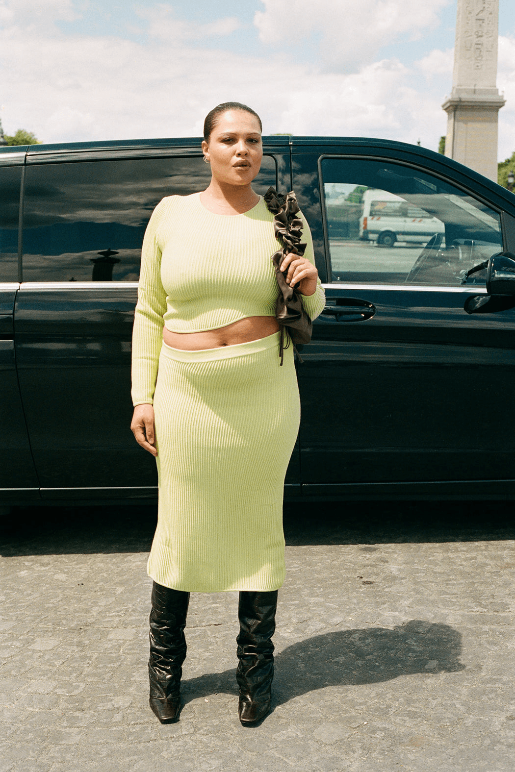 MERCER SKIRT - SHADOW LIME