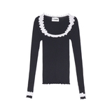 ROSIE SEAMLESS TOP - BLACK/WHITE