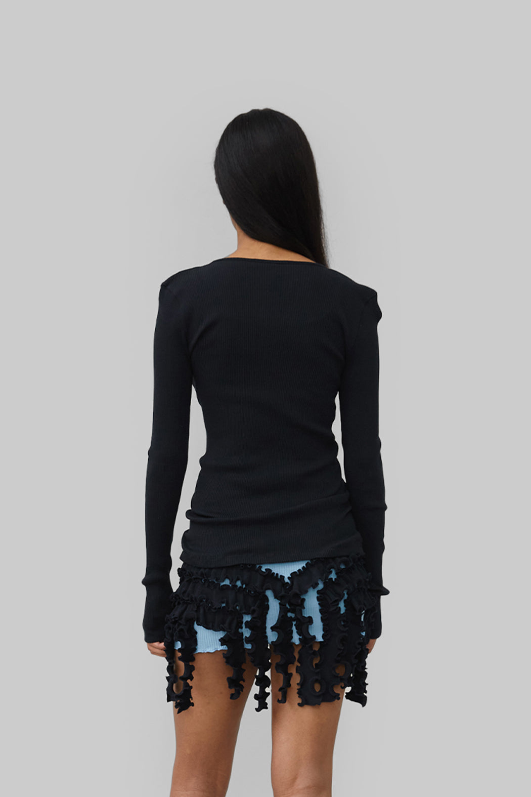 CLAIRE SEAMLESS TOP - BLACK