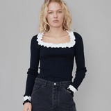 ROSIE SEAMLESS TOP - BLACK/WHITE